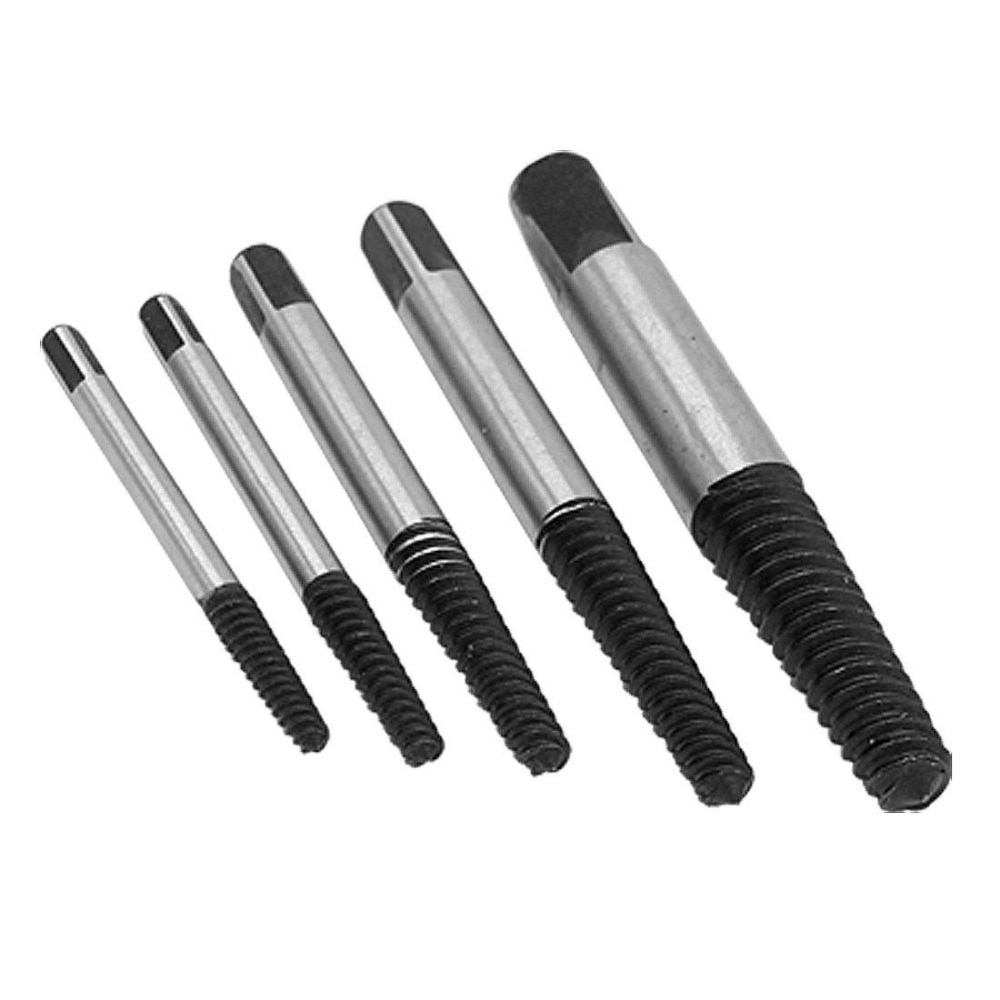 BAIJIAXIUSHANG-TIES Metalworking 5Pcs/Set Steel Broken Speed Out Damaged Screw Extractor Drill Bit Guide Set Broken Bolt Remover Easy Out Set Drill 